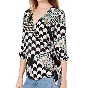 Bar III Womens Ruched V-Neck Wrap Top